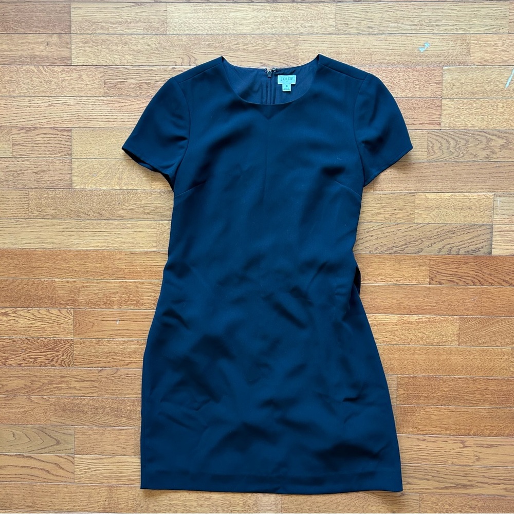 J Crew Knee Length Shift Dress Black w/ Tie